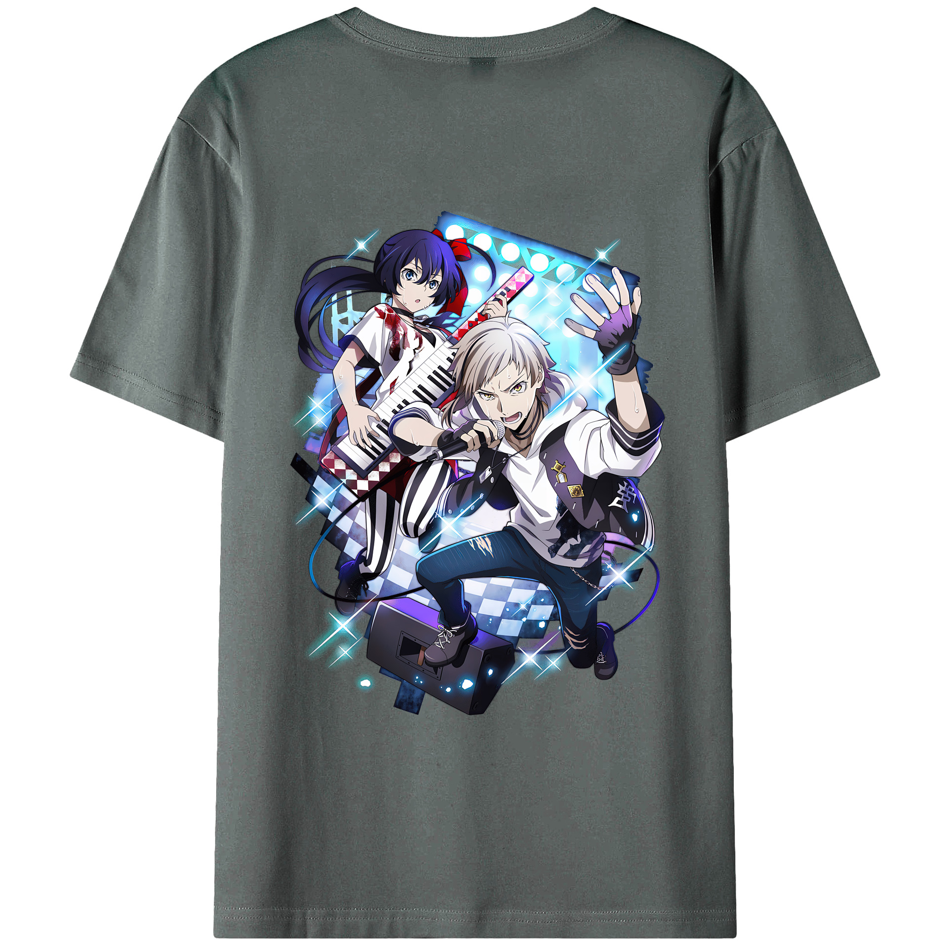 （画像用） 文豪ストレイドッグス Bungo Stray Dogs 綿100％ メンズ半袖Tシャツ（バックプリント） 通気性